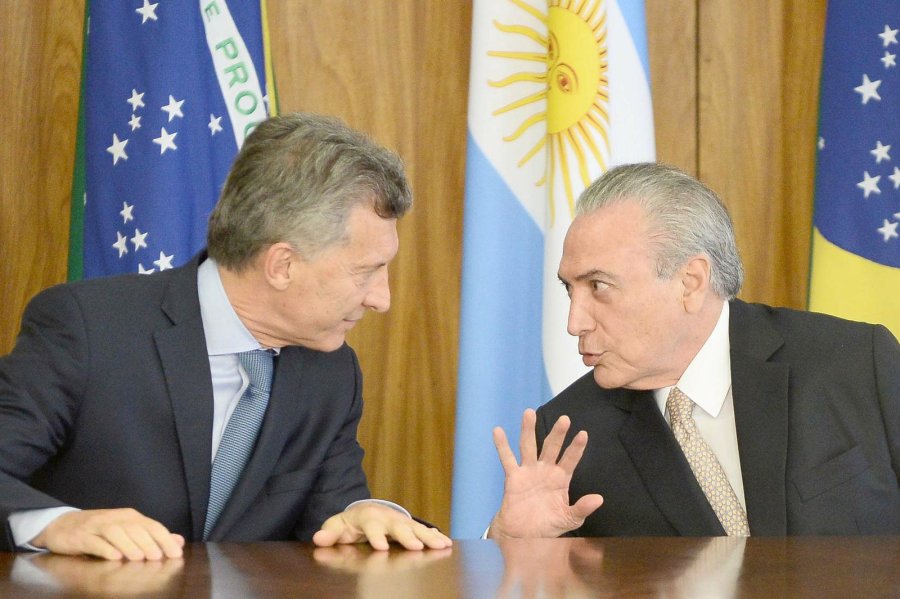 FOTO NA PRESIDENTES. Macri y Temer, en febrero de este a&ntilde;o cuando se reunieron en Brasilia.