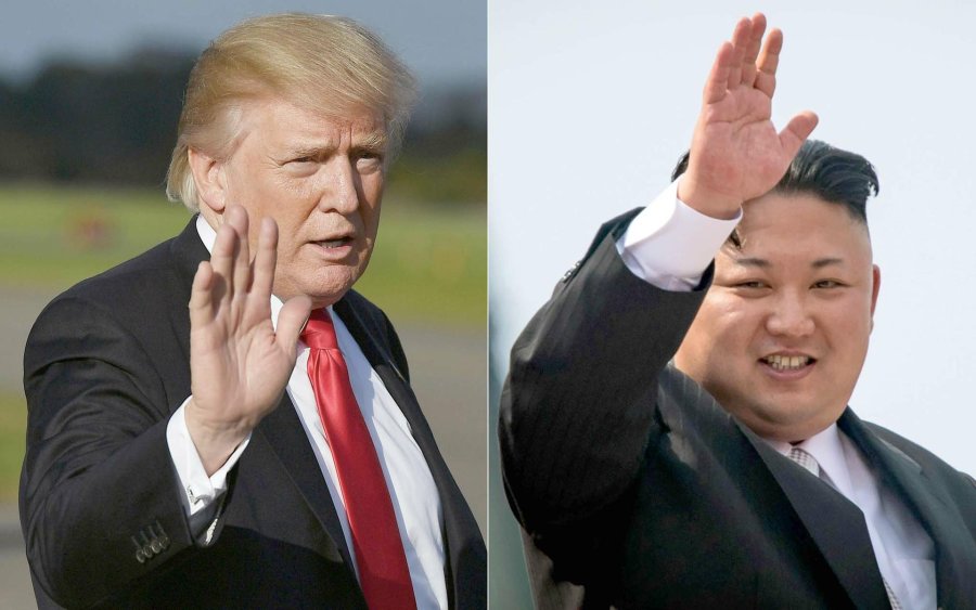 MANEJAN BOTONES. El estadounidense Trump y el norcoreano Kim Jong-un. FOTOS ARCHIVO