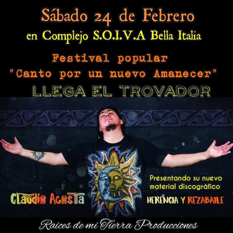 FOTO RAICES CANTANTE. Claudio Acosta en Bella Italia.