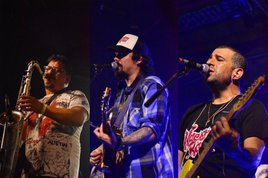FOTO G. SANCHEZ EXCALLEJEROS. Juan Carbone, Elio Delgado y Maximiliano Djerfy, los ex Callejeros que estuvieron en Rafaela.