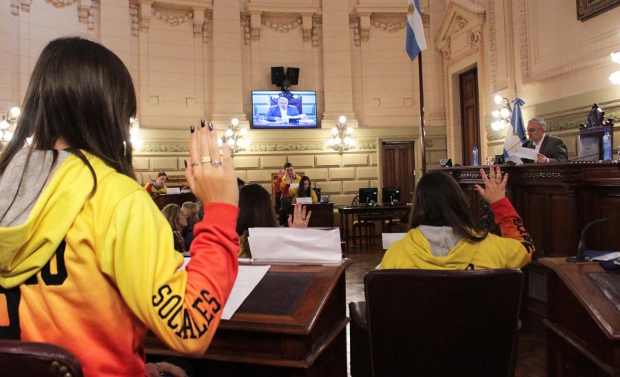 FOTO PRENSA AC// EN EL SENADO./ Un momento de la sesi&oacute;n protagonizada por estudiantes humbertinos.