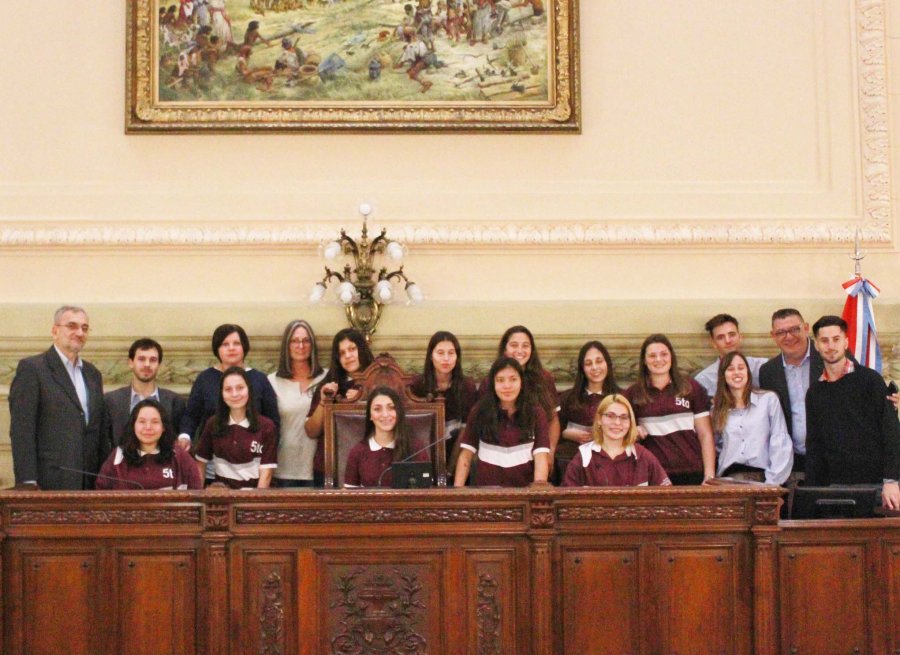 FOTO PRENSA AC// EN EL SENADO./ El grupo tacuralense defendiendo sus proyectos. CLUCELLENSES./ Ofrecieron reconocimiento a destacados profesionales de la salud.
