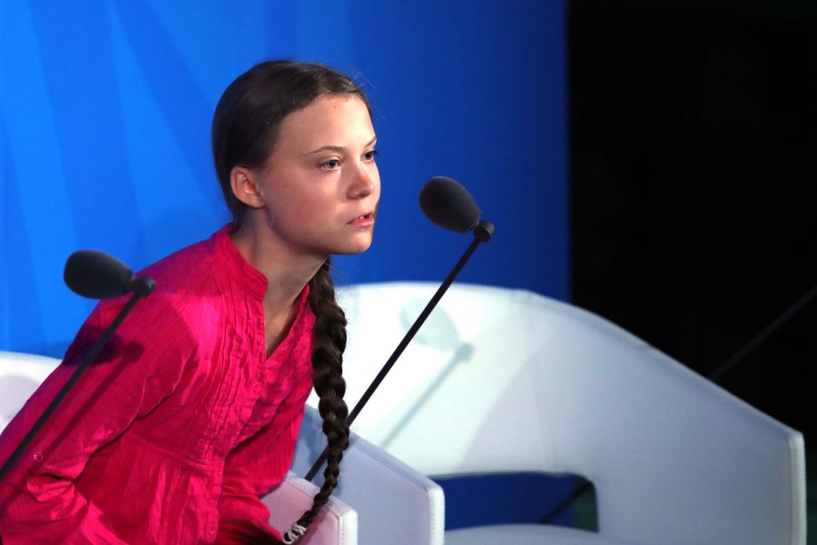 FOTO AFP-NA GRETA THUNBERG. Al hablar en la ONU.