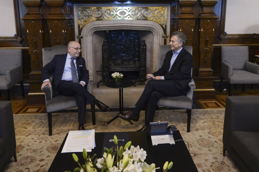 FOTO NA REUNION. Fauri junto a Macri en Casa Rosada para evaluar la pol&iacute;tica exterior argentina.