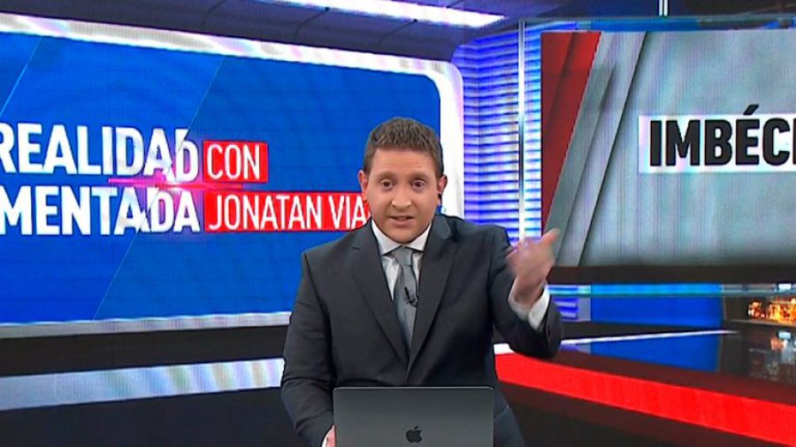 FOTO TELESHOW EDUARDO FEINMANN Y JONATHAN VIALE // En la conducci&oacute;n del noticiero televisivo.