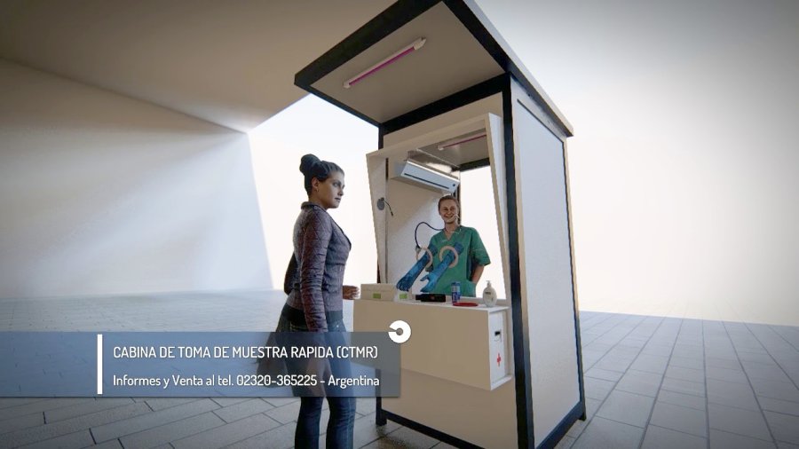 CABINA DE TOMA DE MUESTRA RAPIDA (CTMR) //Gracias a su protecci&oacute;n vidriada, el dise&ntilde;o de guantes y un sistema interior de aireaci&oacute;n y desinfecci&oacute;n, la CTMR puede ser colocada en cualquier lugar, incluso en la v&iacute;a p&uacute;blica. Tal dise&ntilde;o garantiza una exp
