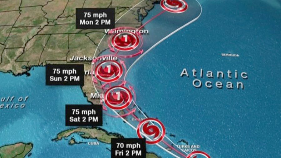 FOTO CNN MAPA. El avance del hurac&aacute;n Isa&iacute;as llegar&aacute; este fin de semana a Florida.