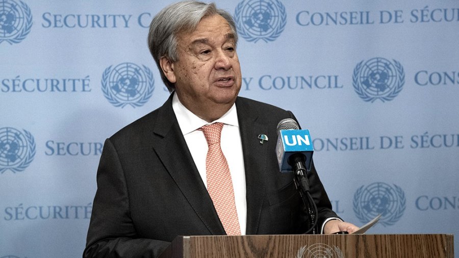 FOTO TELAM GUTERRES. Al pronunciar el discurso inaugural de la asamblea virtual de la ONU.