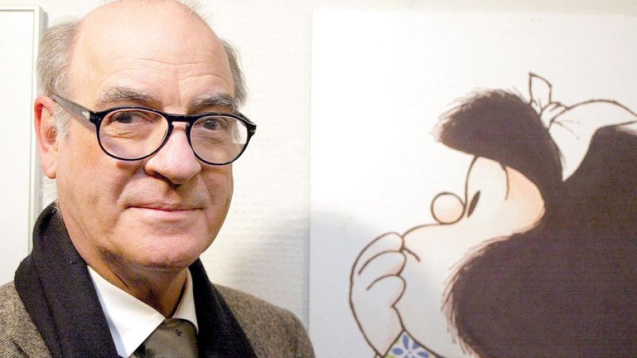 FOTO TELESHOW// QUINO./ Junto a su emblem&aacute;tica creaci&oacute;n, Mafalda.