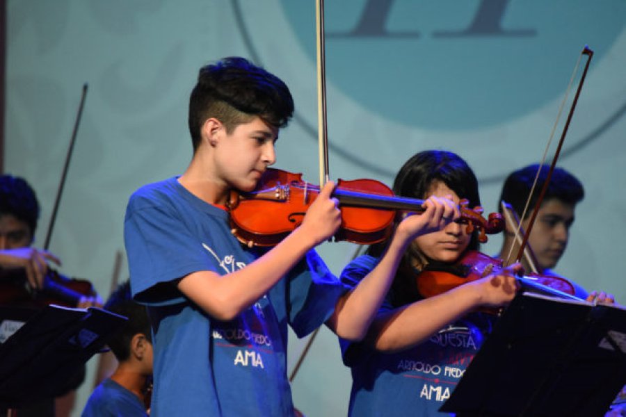 FOTO PRENSA AMIA// ORQUESTA.  El grupo Infantil y Juvenil que sigue con su actividad, pese a la pandemia, de modo virtual.