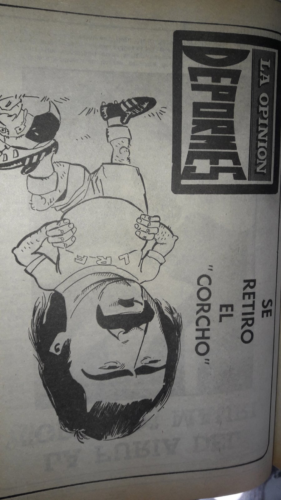 ARCHIVO PRIVADO EDP CORCHO x BETO. Oscar Favre en la visi&oacute;n de Beto. Tapa de la Revista Depormes-LA OPINION (N&uacute;mero 19-Marzo 1986). LA VIDA ILUSTRADA//  AQU&Iacute;, LA LEGI&Oacute;N. Un cl&aacute;sico de las historietas de la Editorial Columba.