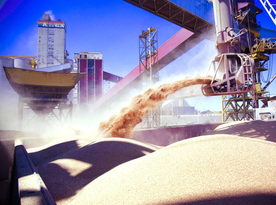 EXPORTACIONES. El principal producto de exportación del país es la harina de soja.