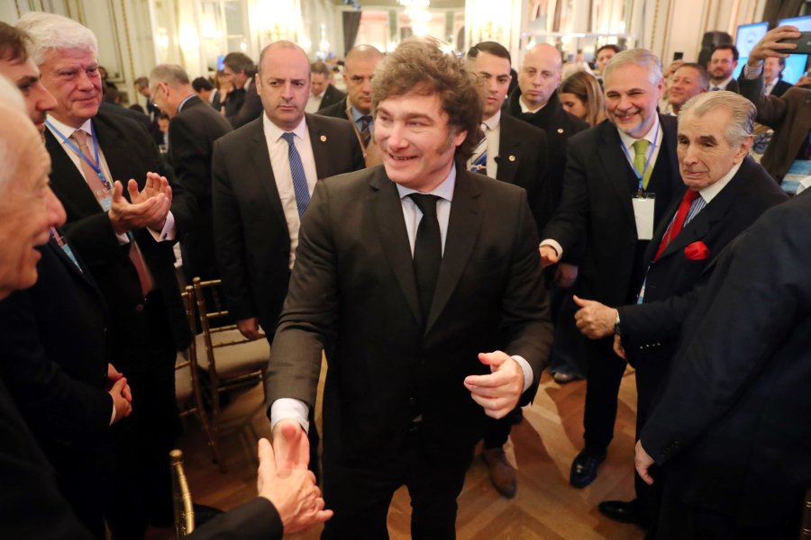 Javier Milei durante el almuerzo del CICyP.