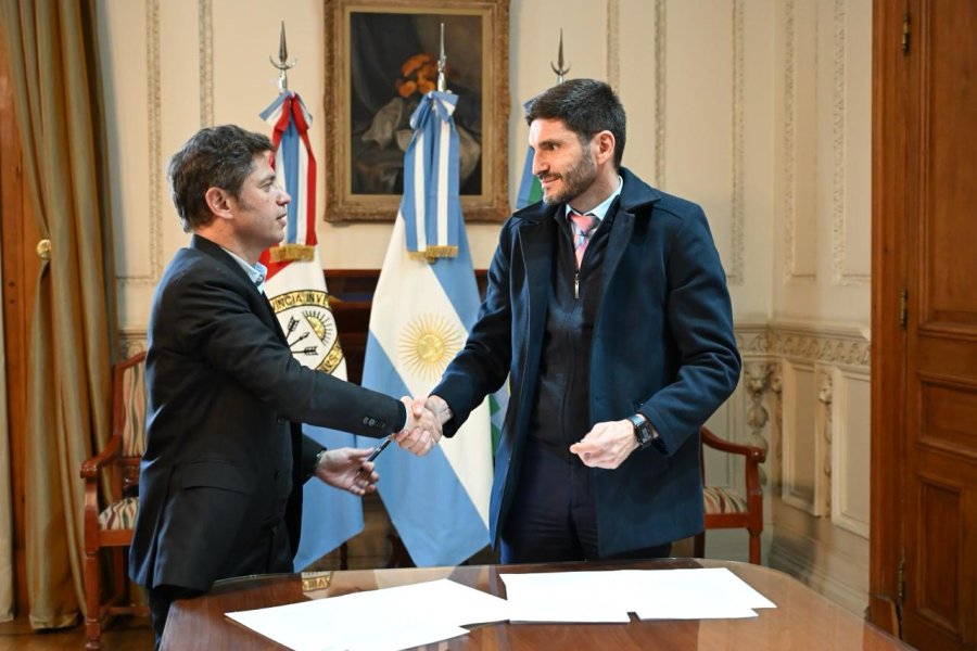 JUNTOS. Los mandatarios provinciales de Santa Fe y Buenos Aires firmaron un convenio en Rosario durante la semana.