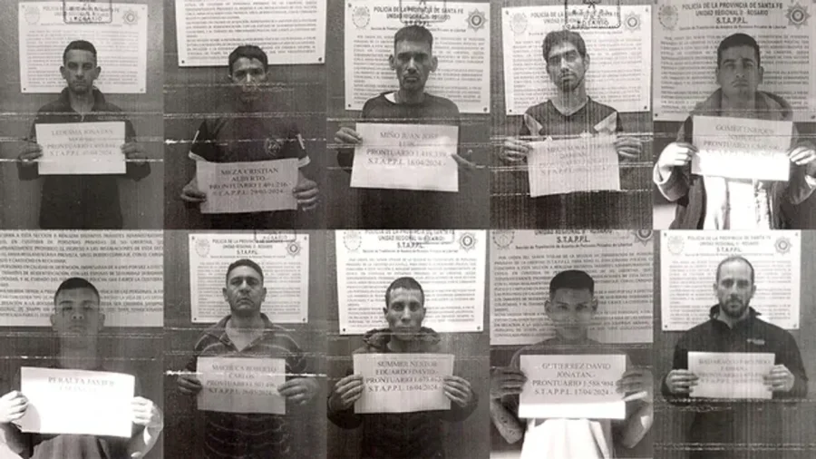 Los once presos que se fugaron de la comisaría 5a. de Rosario.