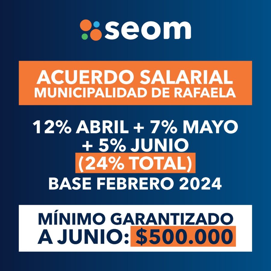 El flyer del SEOM en el que dio detalles el acuerdo salarial.
