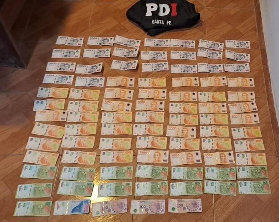 Los $101.000 transportados y secuestrados por PDI.
