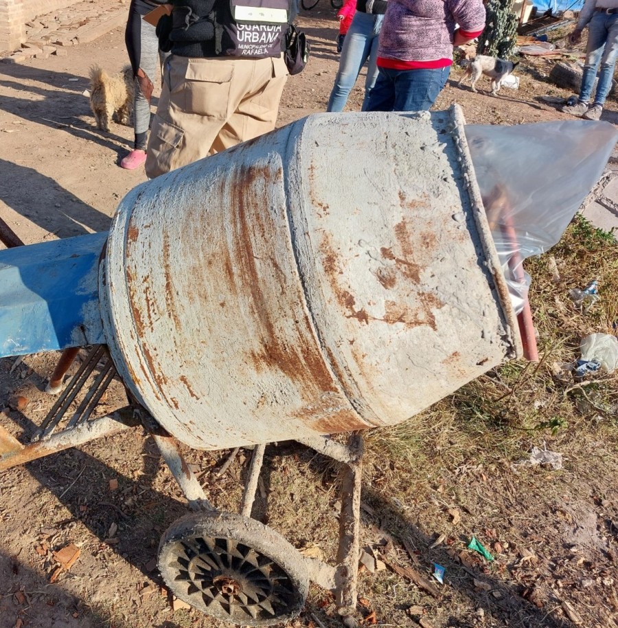 La máquina hormigonera recuperada.