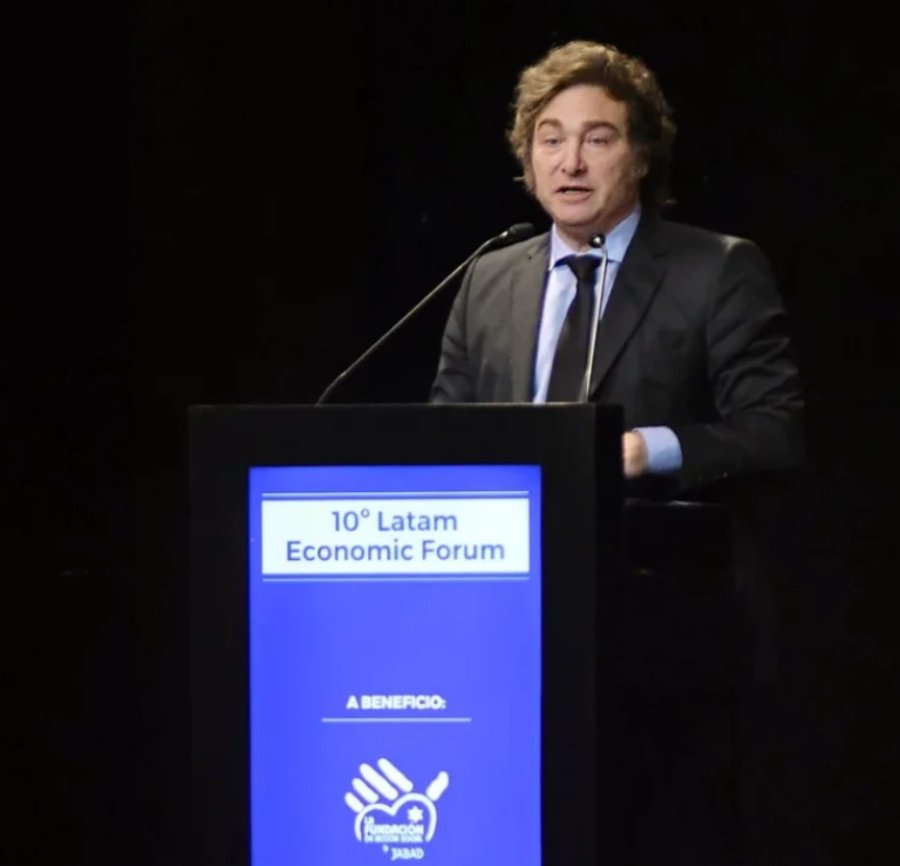 Javier Milei durante su disertaci&oacute;n en el Latam Economic Forum.