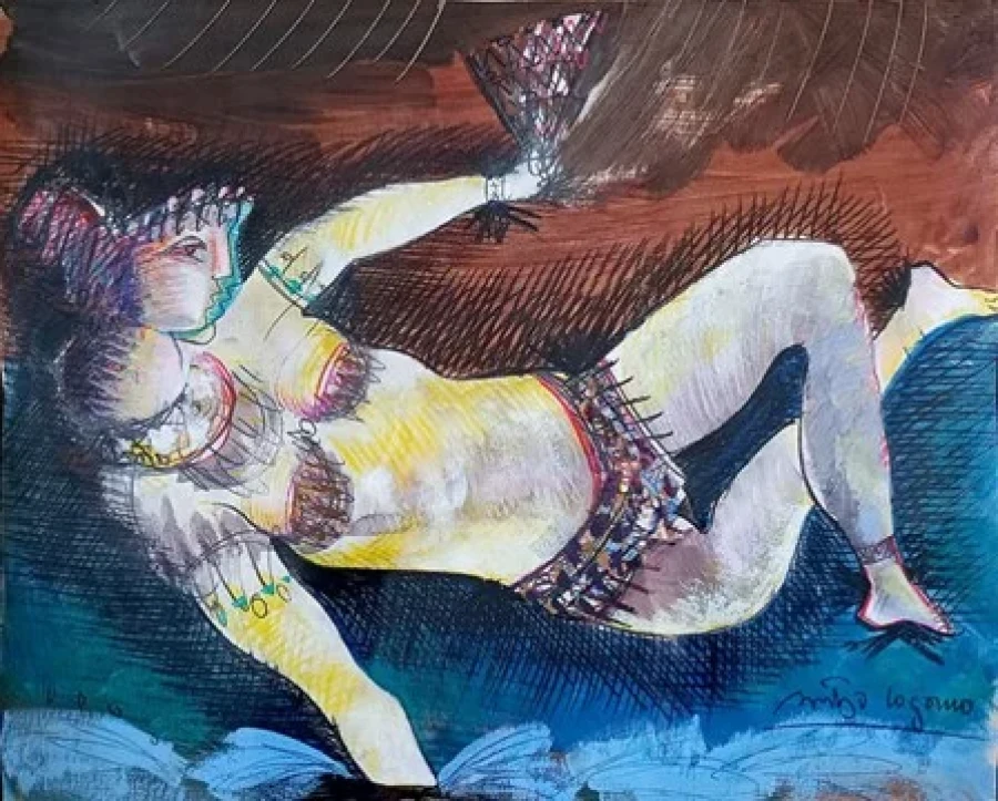 Recostada, de Santiago Cogorno, una de las pinturas que serán subastadas.