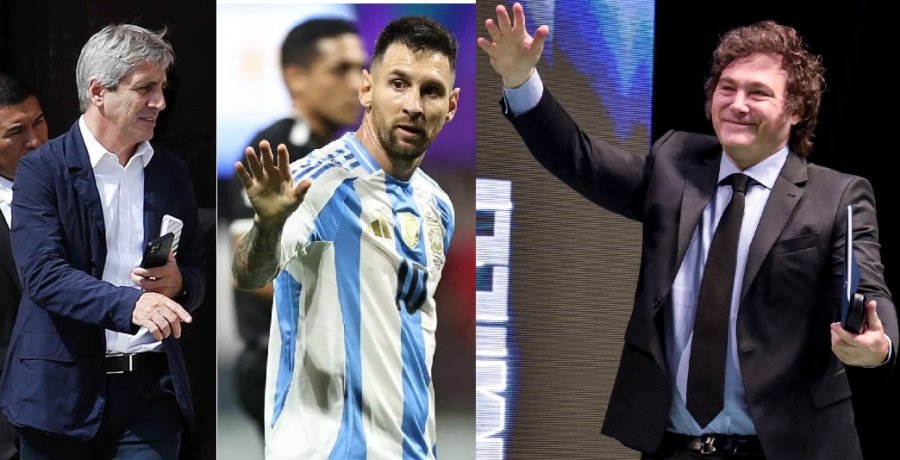 FÚTBOL Y ECONOMÍA. Luis Caputto, Leo Messi y Javier Milei, la agenda dominante en los medios argentinos por estos días.