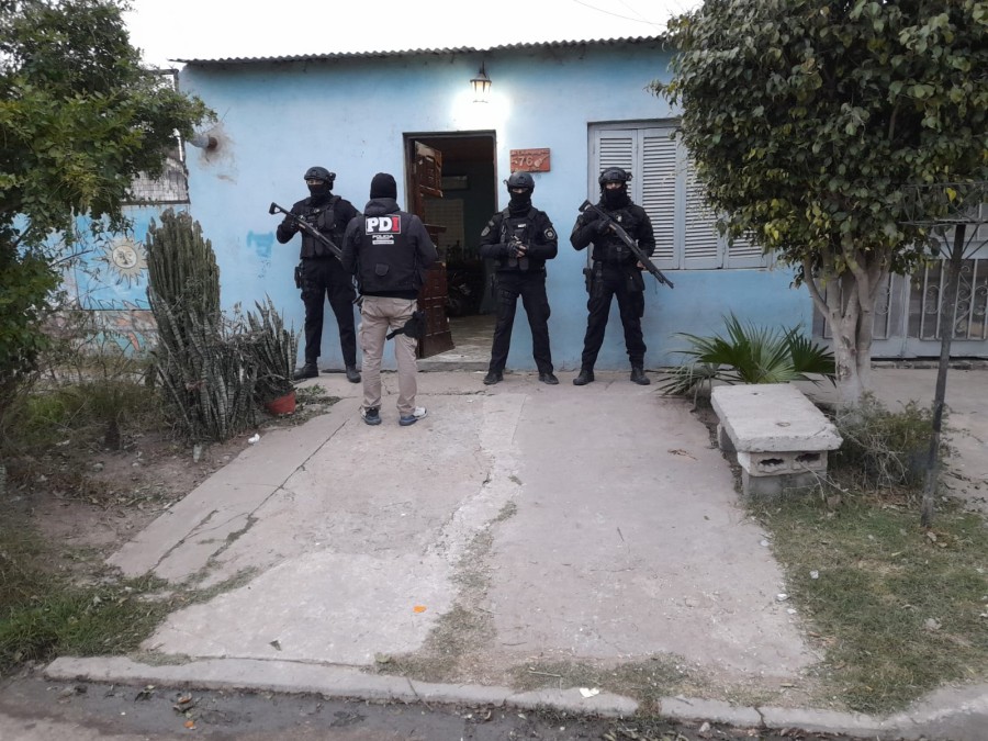 El domicilio allanado en calle Champagnat al 500 en barrio Barranquitas.