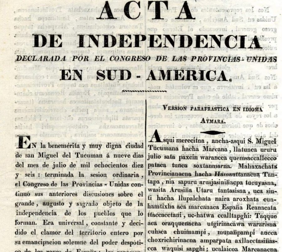 DECLARACIÓN. Acta de la Independencia firmada el 9 de julio de 1816.