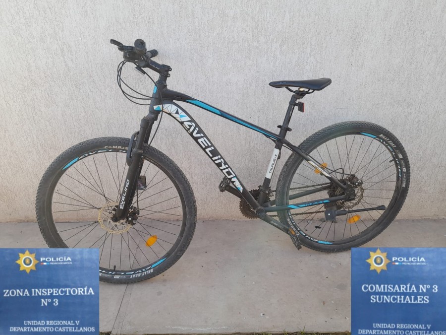 <i>La bicicleta hallada por la Polic&iacute;a tras una requisa a una vivienda en Sunchales.</i>