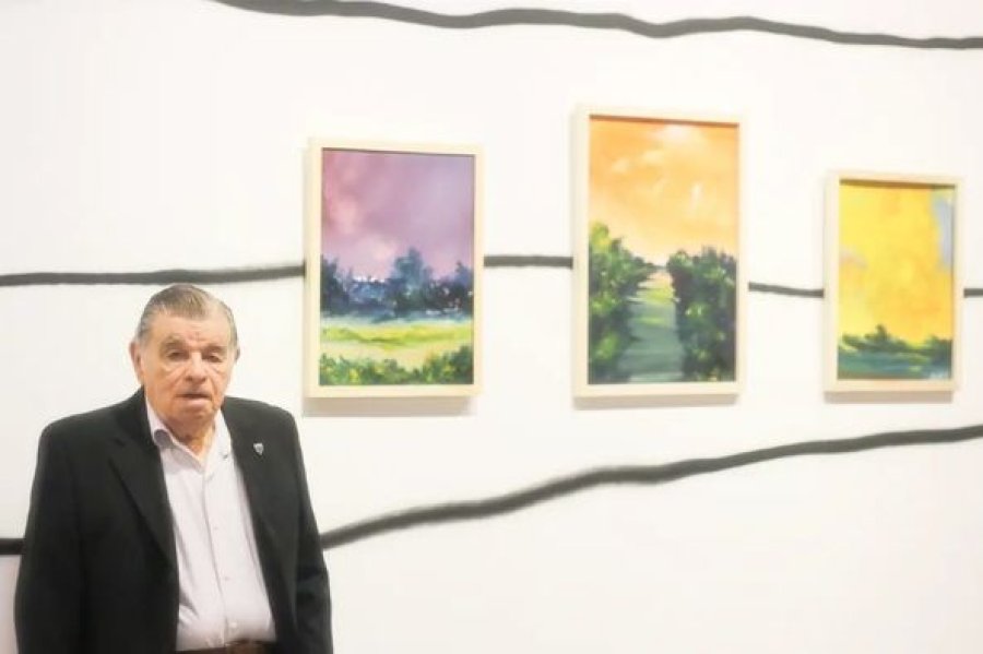 EN EL MUSEO POGGI. Pautasso durante su exposici&oacute;n.