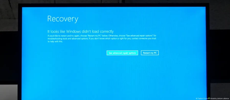 Ejemplo de caída en servicios de Microsoft el 19 de julio de 2024.