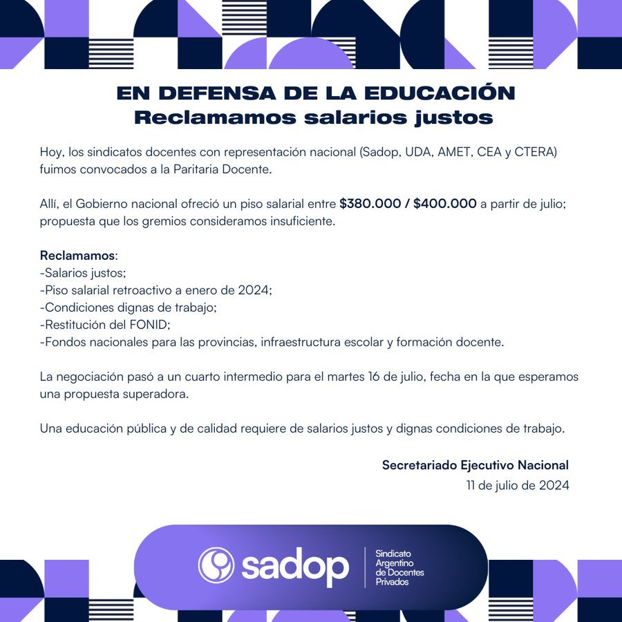 RECLAMO. Gremios docentes anticiparon una medida de fuerza en caso de que no exista una oferta salarial aceptable.