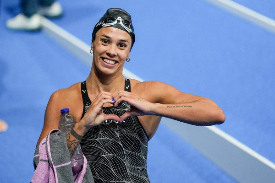 FELIZ./ La nadadora argentina se destacó en los 100 metros pecho.