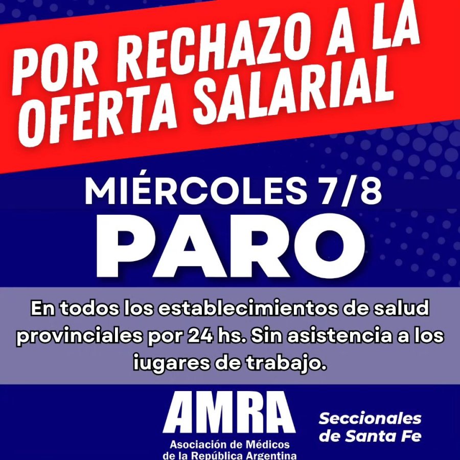 RECHAZO. La medida de fuerza se realizar&aacute; sin concurrencia a los lugares de trabajo manteniendo las guardias m&iacute;nimas.