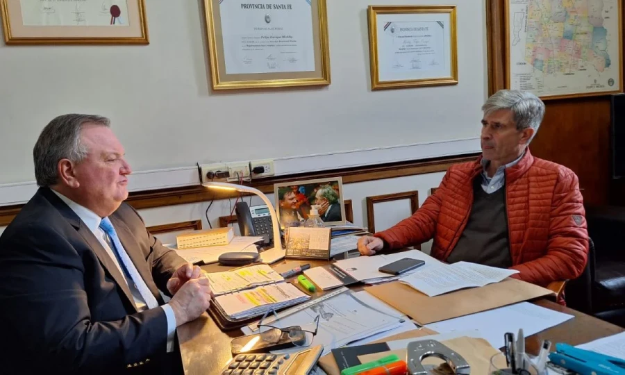 Felipe Michlig y Hugo Marcucci durante la reuni&oacute;n.