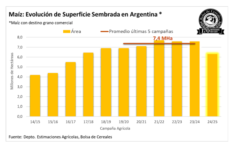 CAÍDA. La campaña maicera que se viene será muy complicada y los datos preliminares lo confirman.