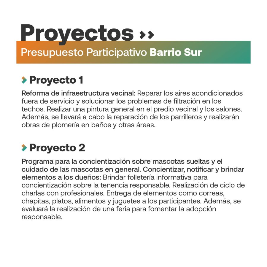 Las propuestas para el barrio Sur.