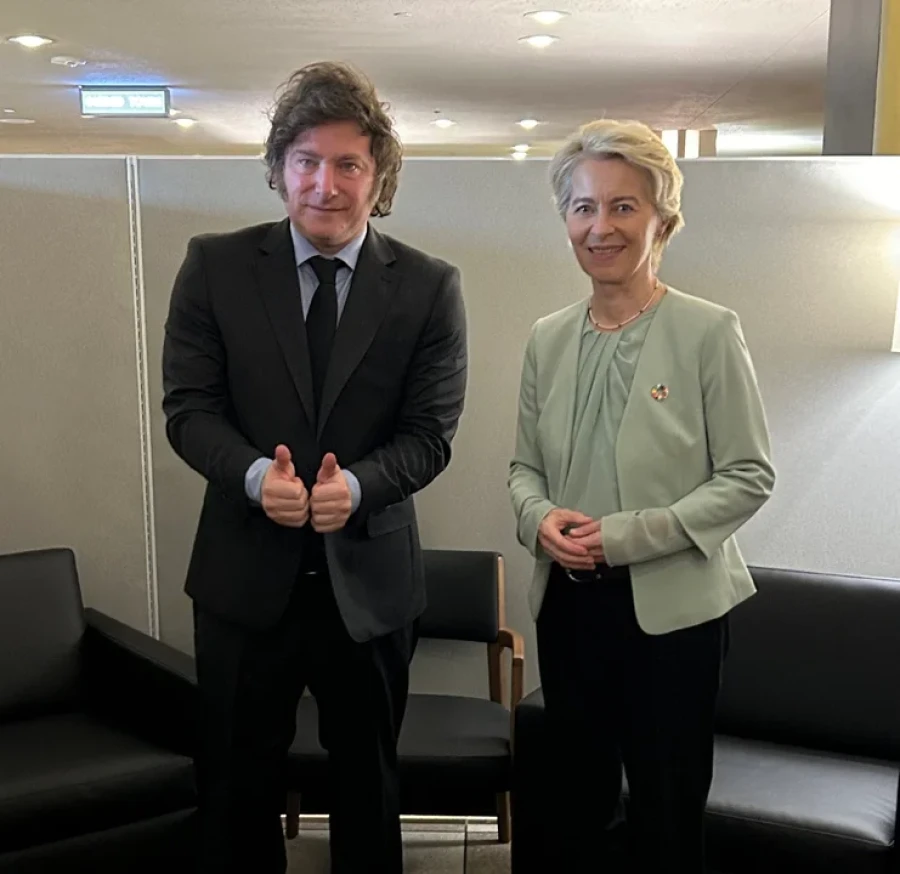 Javier Milei y Ursula von der Leyen.