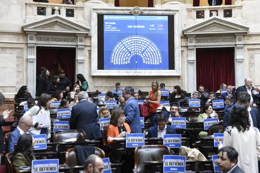 Diputados sesiona para tratar el veto del Gobierno Nacional a la ley de financiamiento de las Universidades Nacionales.