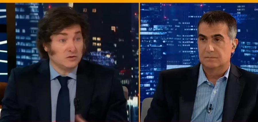 Javier Milei junto a Antonio Laje.