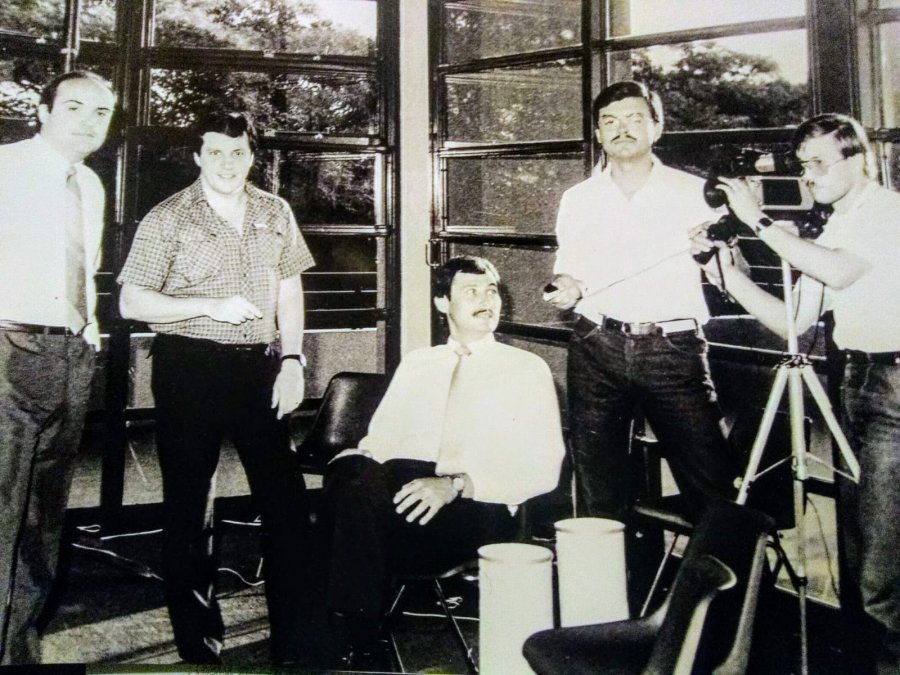 Edgardo Peretti, V&iacute;ctor Fux, Luis Garetto, Nelson Carrizo y Jorge Oreglia en el programa Deportivamente Hablando.