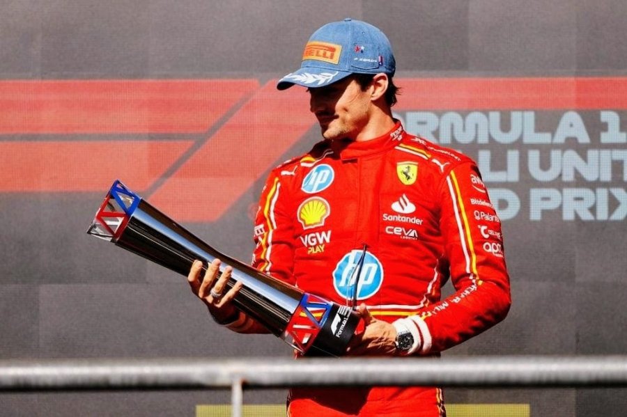 Charles Leclerc en el podio del Gran Premio de Estados Unidos.