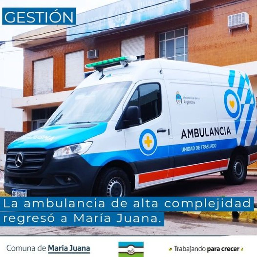 Ambulancia: nuevamente al servicio de la comunidad.