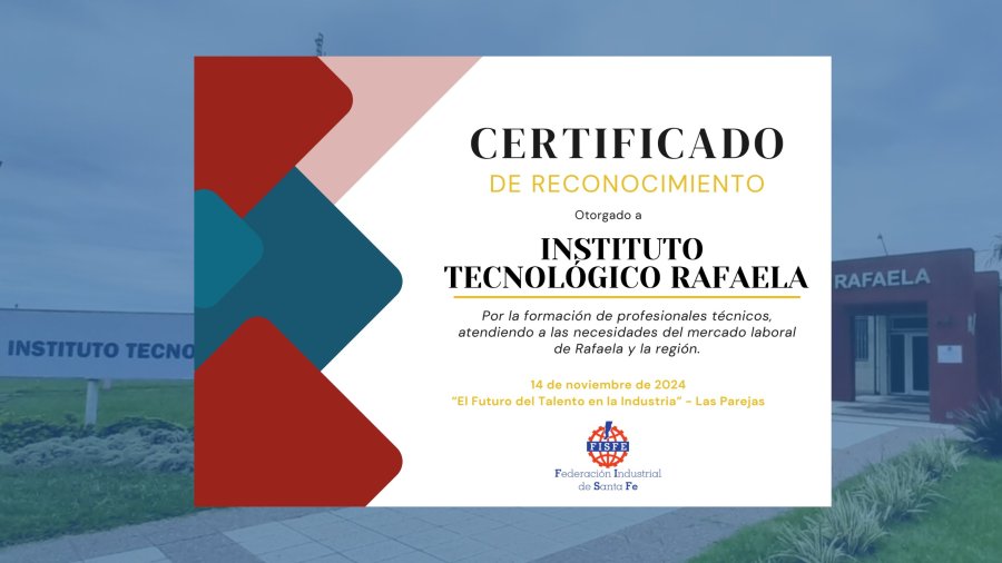 El diploma que FISFE entreg&oacute; al ITEC en reconocimiento por la formaci&oacute;n de profesionales para la industria de Rafaela y la regi&oacute;n. (FISFE)