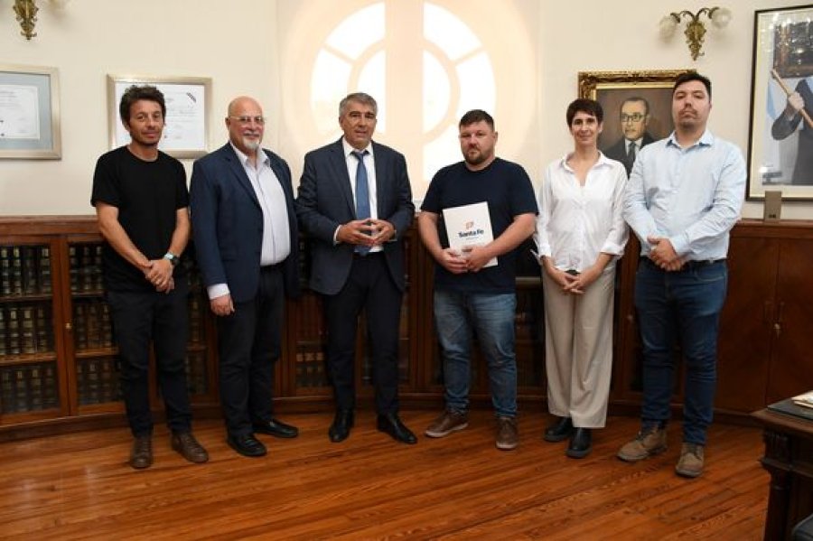 Luis Zamateo, Fabián Bongiovanni, Fabián Bastiá, Pablo Pinotti, Andrea Ochat y José Lattanzi durante el encuentro.