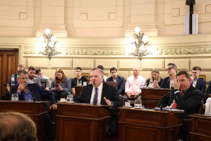 El senador Felipe Michlig, uno de los oradores de la sesi&oacute;n hist&oacute;rica del Senado. (PRENSA SENADO)
