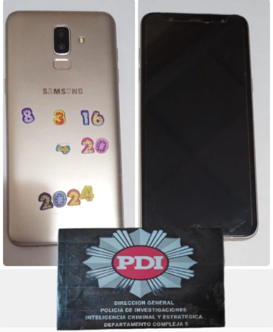 El celular robado, marca Samsung, modelo J8.
