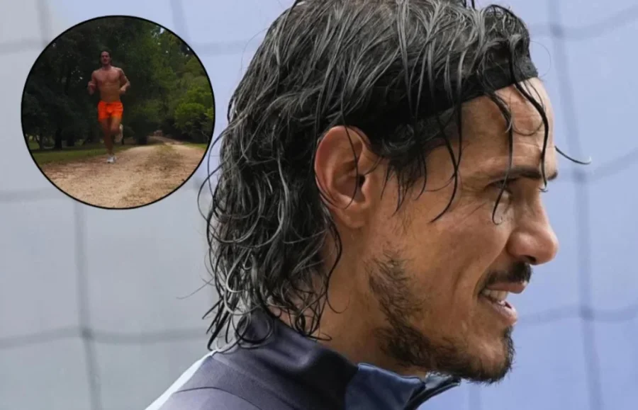 Edinson Cavani y su entrenamiento de pre temporada.