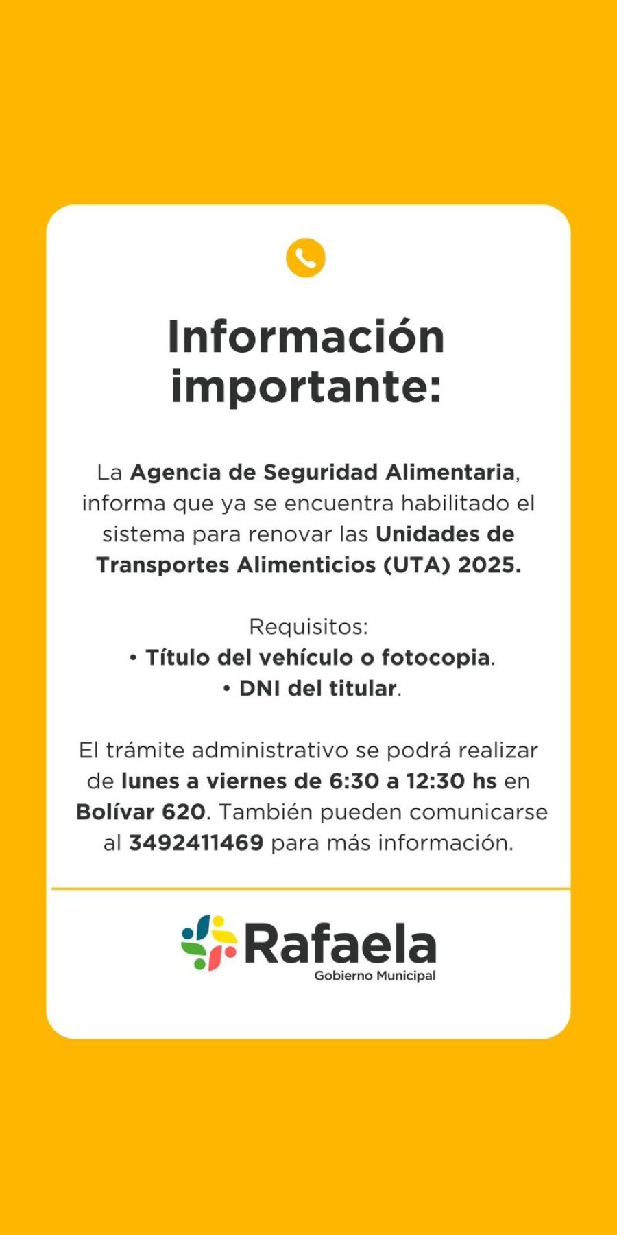Habilitaci&oacute;n para unidades transportes alimenticios 2025.