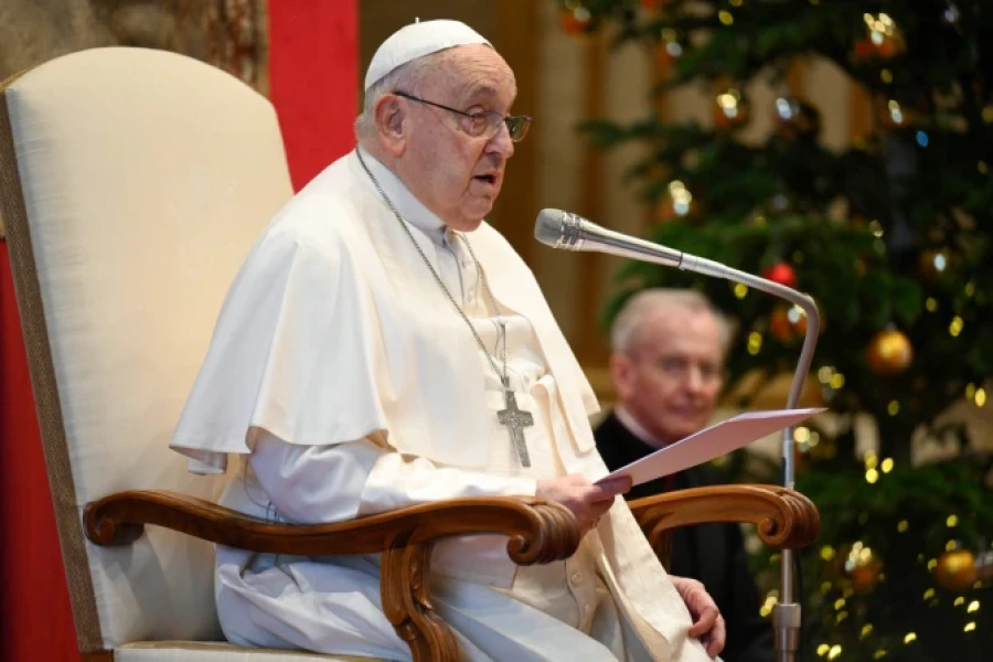 AYER A LA MA&Ntilde;ANA. El Papa Francisco durante la audiencia al cuerpo diplom&aacute;tico.