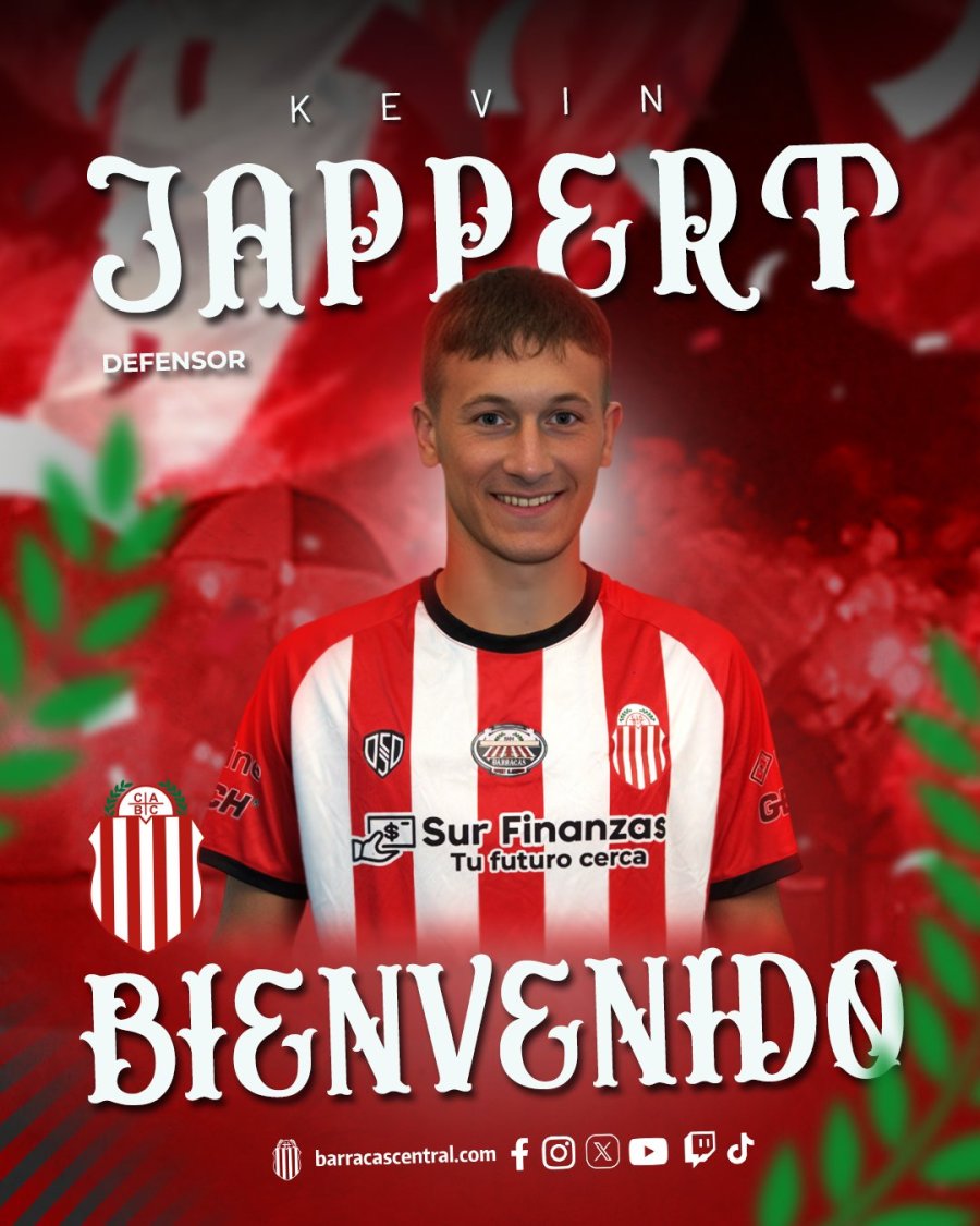 KEVIN JAPPERT FUE OFICIALIZADO COMO JUGADOR DE BARRACAS CENTRAL